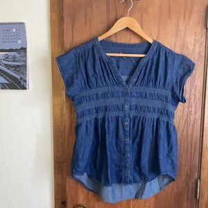 Light Denim button down with Smocking